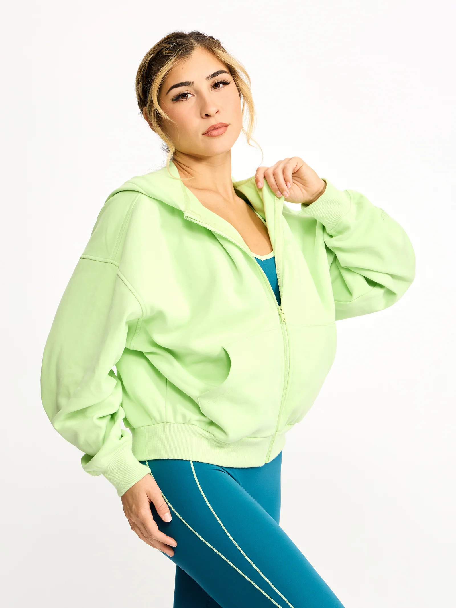 Full Zip Cloud Hoodie - Lima Bean | Buffbunny