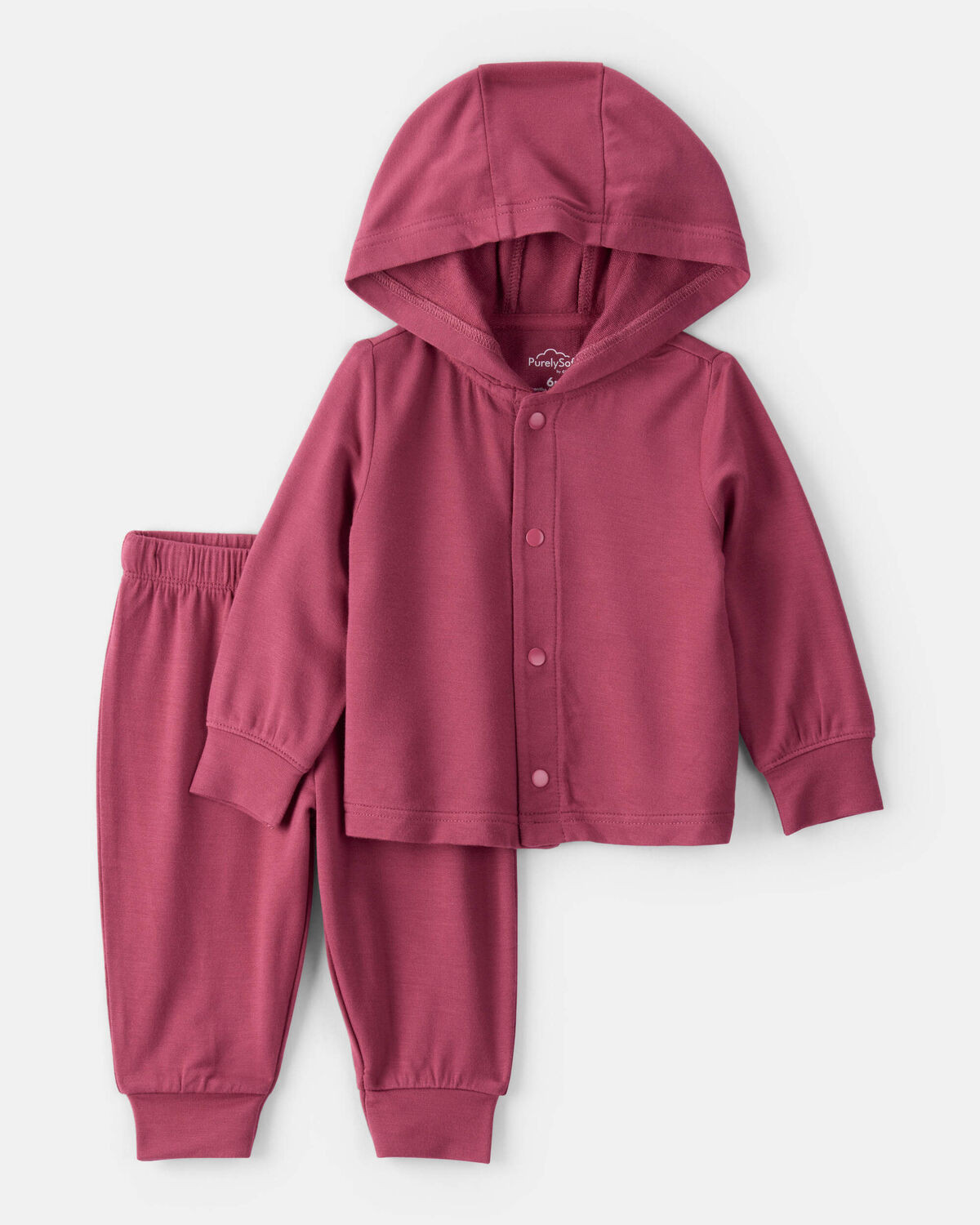 Baby Girl 2-Piece PurelySoft Long-Sleeve Tee & Pant Set - Burgundy | Carter's Inc