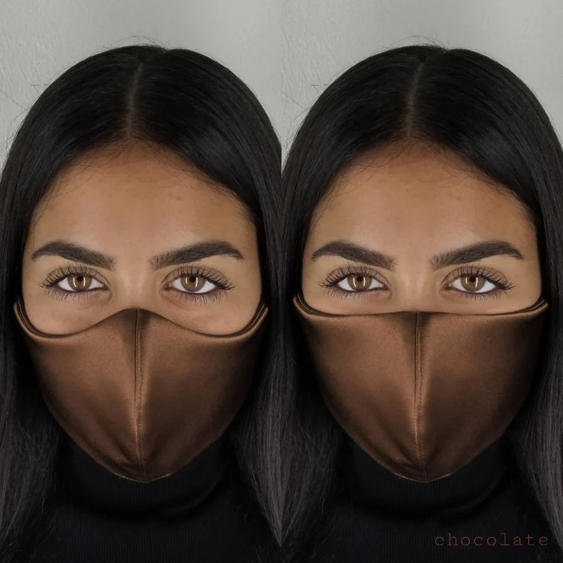Women's Silky Satin Caramel Brown Tan Dark Nude Chocolate Straight or Tapered Face Mask | Etsy (US)