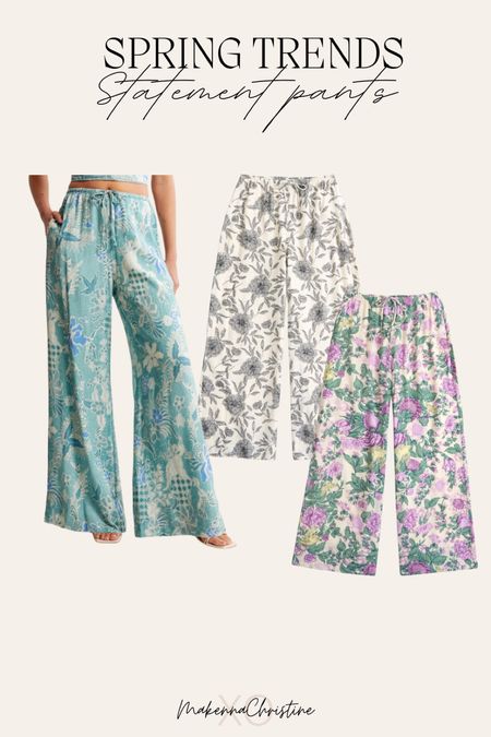Statement pants for spring! Love these wide leg flowy pants from Abercrombie! Would be perfect for vacation!