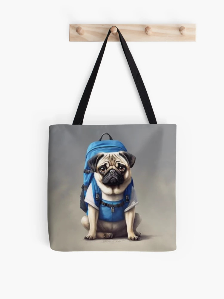 Pug with a blue backpack  Tote Bag | Redbubble (US)
