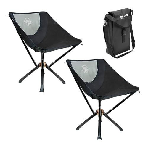 CLIQ Portable Chair Version 1.0 with Free Bag - Lightweight Folding Chair for Camping - Supports 300 Lbs - Perfect for Outdoor Adventures - Black Bundle | Amazon (US)