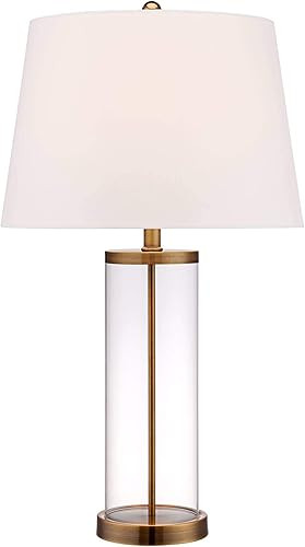 360 Lighting Modern Coastal Table Lamp Fillable 26" High Clear Glass Cylinder Gold Metal White Dr... | Amazon (US)