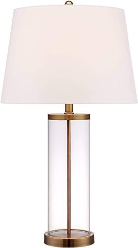 360 Lighting Modern Coastal Table Lamp Fillable 26" High Clear Glass Cylinder Gold Metal White Dr... | Amazon (US)
