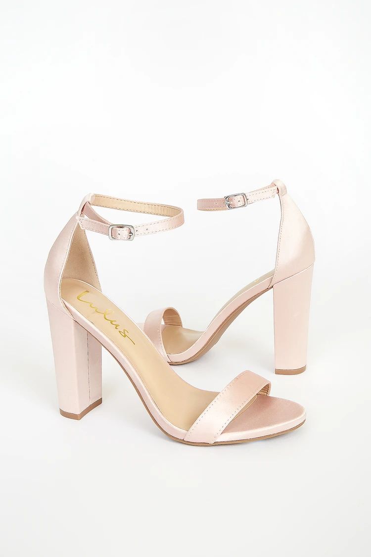 Taylor Blush Satin Ankle Strap Heels | Lulus (US)