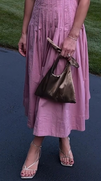 Bag is a makeup bag from Merit  Midi dress. Guest dress. Free people. Wedding heels  

#LTKShoeCrush #LTKWedding #LTKParties