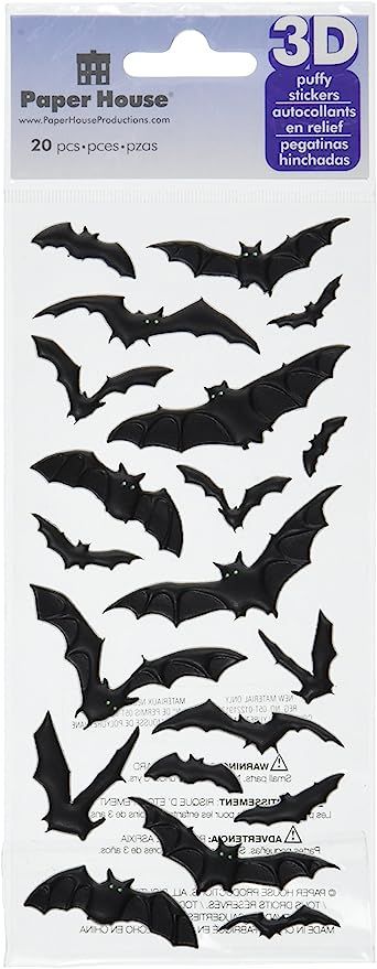 Paper House Productions STP-0043E Halloween Bats Puffy Stickers (3-Pack) | Amazon (US)