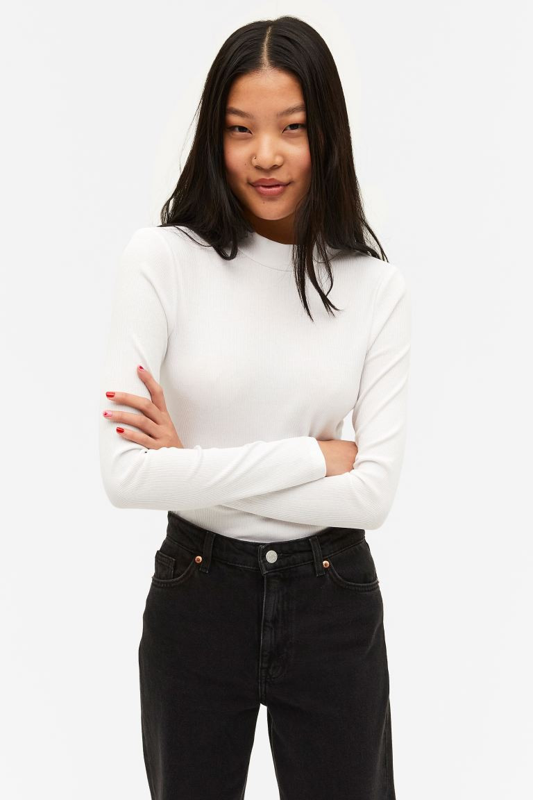 Langarmshirt mit Stehkragen | H&M (DE, AT, CH, NL, FI)
