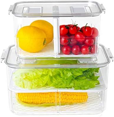 Fridge Produce Saver Food Storage Containers Stackable Refrigerator Organizer with Lids and Remov... | Amazon (US)