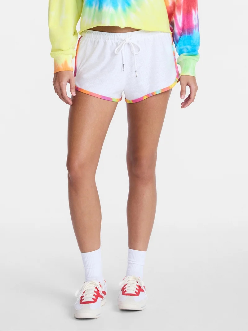 No Boundaries Contrast Binding Mesh Dolphin Shorts, 2'' Inseam, Women's XXS-XXL - Walmart.com | Walmart (US)
