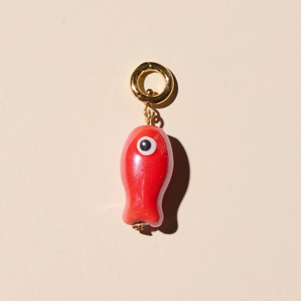 Red Fish Charm | Nickel and Suede