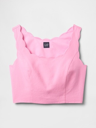 Linen-Blend Scalloped Cropped Top | Gap (US)