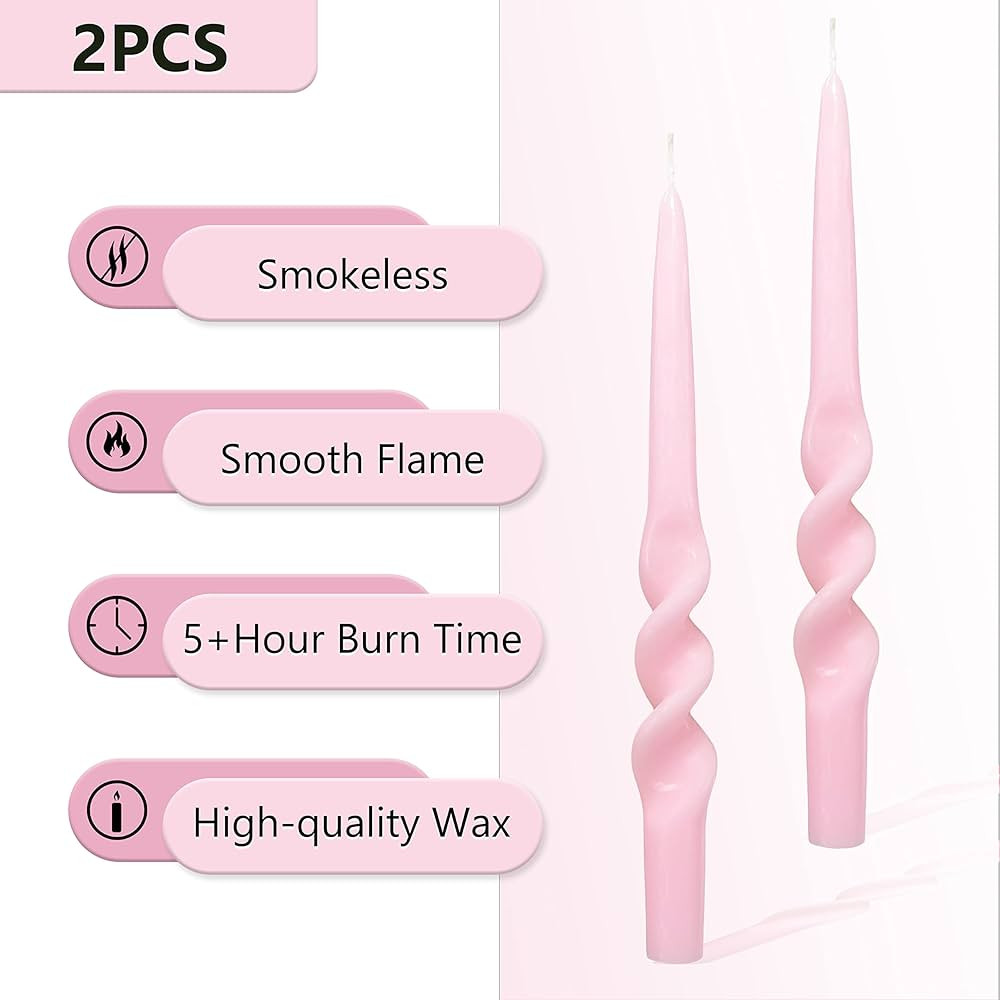 Spiral Taper Candles Stick Pink Twisted Candles Wax Unscented Pink Dinner Candle for Home Decor R... | Amazon (US)