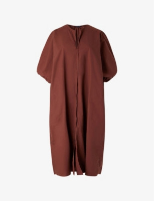 Alger V-Neck Tie-Front Cotton Midi Dress | Selfridges