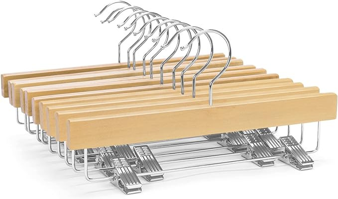 Nature Smile 11.8'' Kids Baby Toddler Children Solid Wooden Pants Hangers,Wood Skirts Hangers,Tro... | Amazon (US)