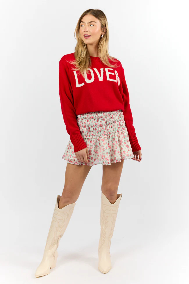 Lover Oversized Red Sweater | Pink Lily