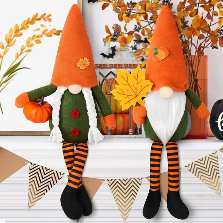 Ayieyill 2 Pack Fall Gnomes Handmade Thanksgiving Gnomes Plush Swedish Gnomes Fall Ornaments with... | Walmart (US)