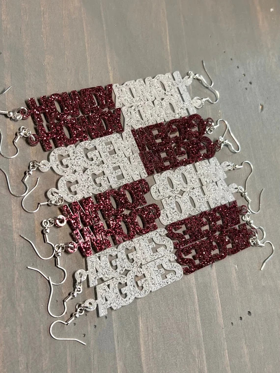 Texas A&M Aggie Gig 'em Whoop and Howdy Earrings  Mix - Etsy | Etsy (US)