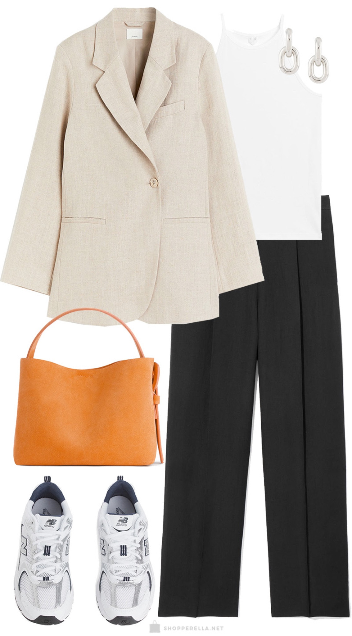 Beige linen blazer outfit of the day #classic #whattowear #ootd #style #styleinspo #blacktrouser #orangebag #sneakers #silverearrings #top

#LTKworkwear #LTKfit #LTKstyletip
