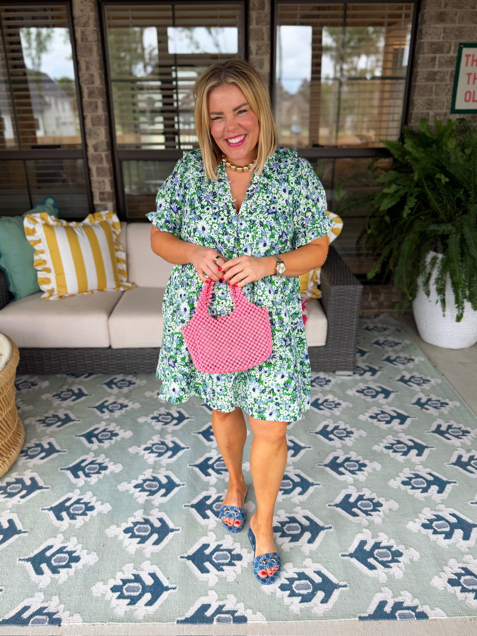 Loving this cute little dress for the summer! Green and pink is the ULTIMATE color combo💗 Make sure you use code BRITTANY20 for 20% off you Anthropologie order! 

 #LTKdayinmylife #LTKgrwm #LTKootd