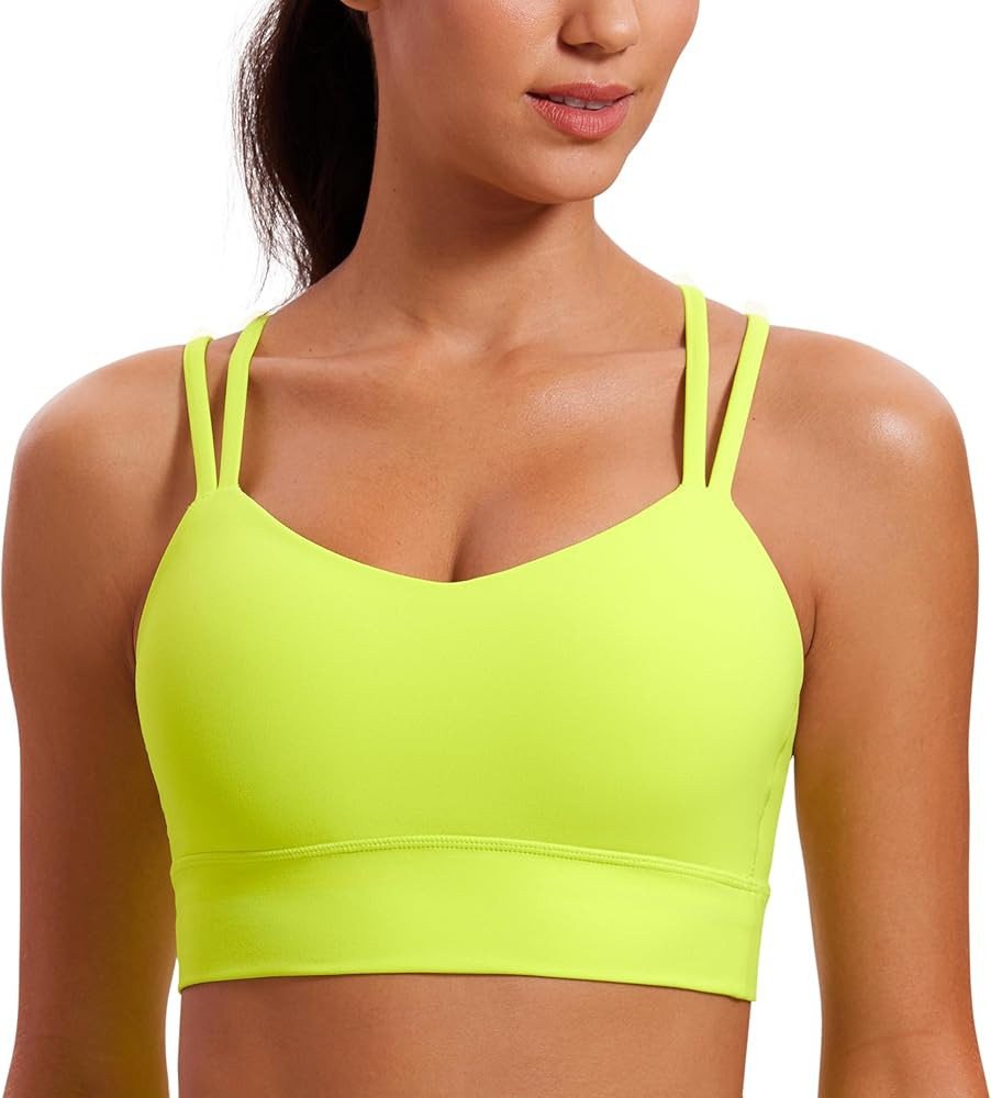CRZ YOGA Softness Mold Womens Butterluxe Strappy Longline Sports Bra - Double Spaghetti Strap Wor... | Amazon (US)