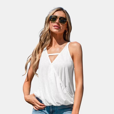 Women's White Strappy Summer Style Tank Top - Cupshe-S-White | Target