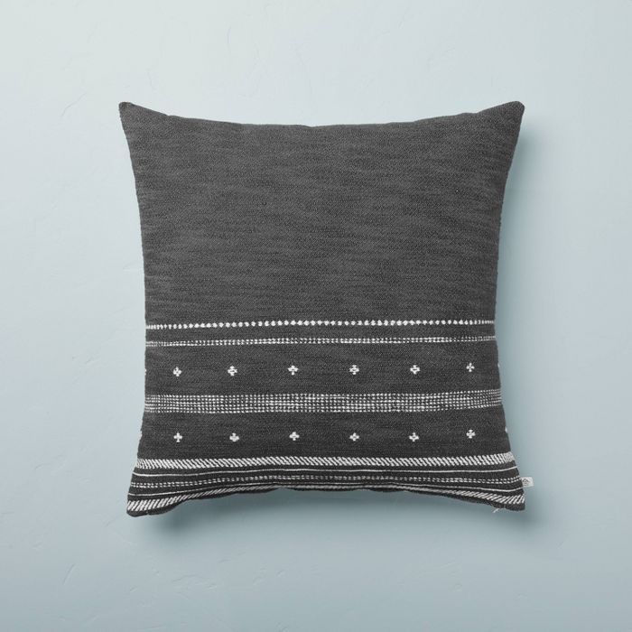 24&#34; x 24&#34; Dotted Stripe Throw Pillow with Zipper Railroad Gray - Hearth &#38; Hand&#8482;... | Target