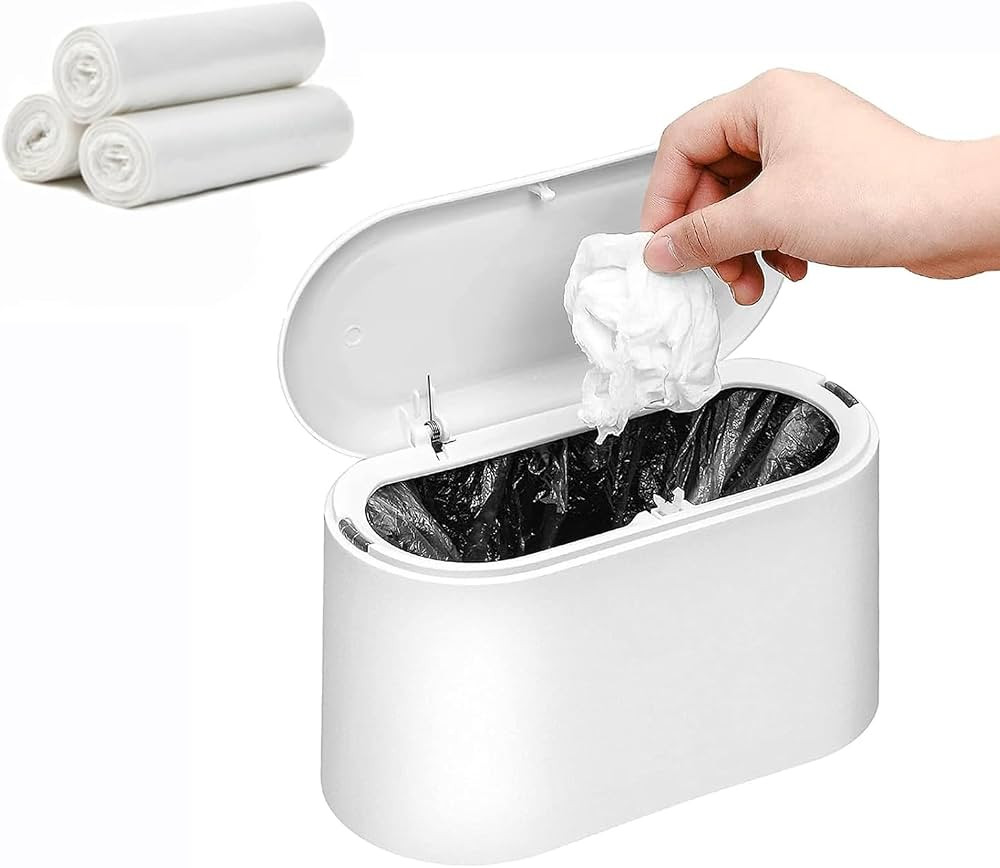 SUBEKYU Mini Trash Can with Lid,Small Desk Trash Can,Countertop Mini Garbage Cans,Tiny Waste Bask... | Amazon (US)