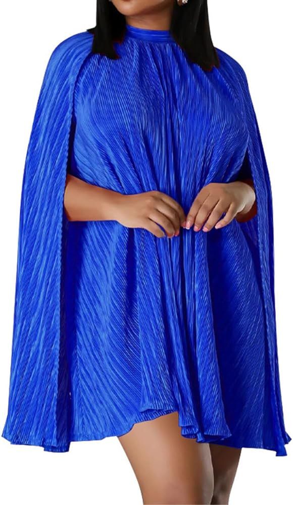 Women's Elegant Cloak Sleeve Cape Dress Chiffon Overlay Evening Gowns Dresses | Amazon (US)