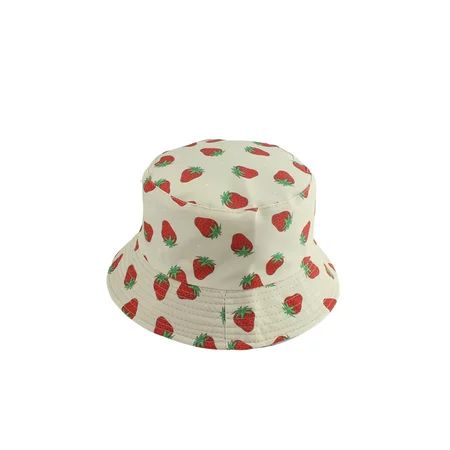 Biekopu Women Men Strawberry Bucket Hats Summer Double-Side Reversible Wide Brim Fisherman Caps | Walmart (US)