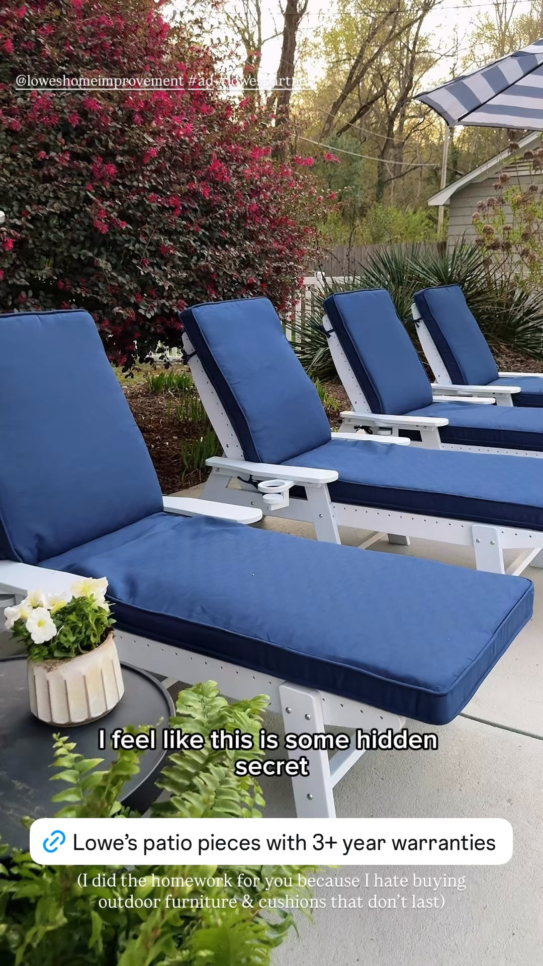 #ad These outdoor cushions have a 5 year limited warranty! I feel like that’s some hidden secret most people don’t know about. I hate spending money on patio furniture and cushions that don’t last, so I did some homework for you and rounded up all of my favorite @loweshomeimprovement outdoor finds that have 3+ year warranties. #lowespartner


#LTKHome #LTKSeasonal #LTKSaleAlert