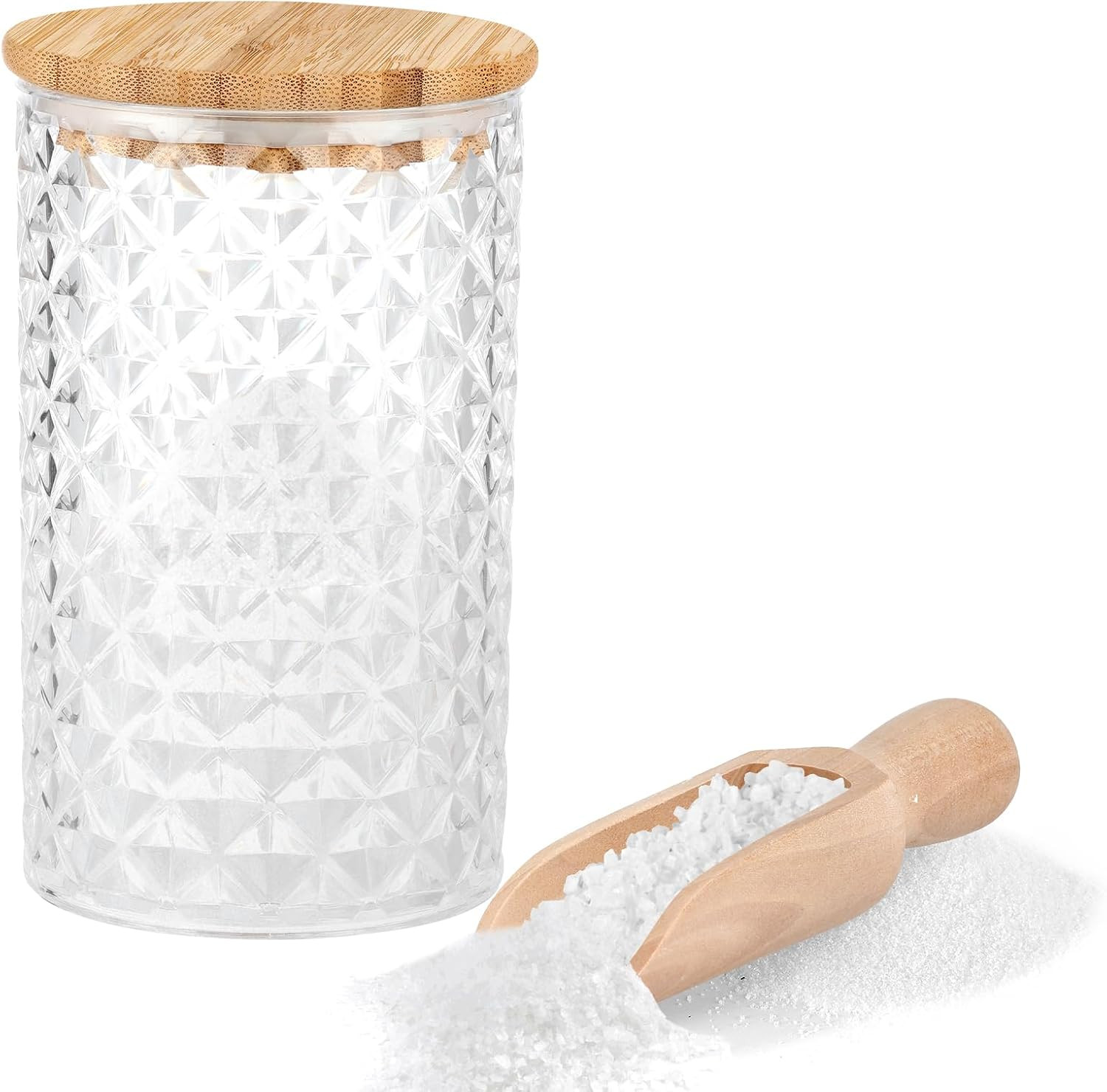 Acrylic Bath Salt Jar With Wooden Scoop And Lid - 1200ML/42OZ Big Container For Salt Candy And Tea | Amazon (US)