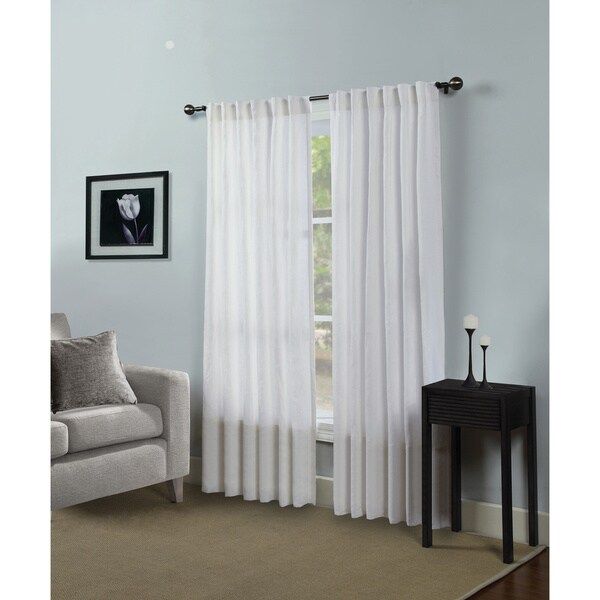 Luxury White 100-Percent Flax Linen Curtain Panel (Single) | Bed Bath & Beyond