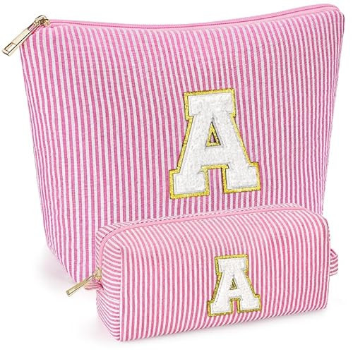 Easter Basket Gifts for Teen Girls Women Girlfriend - 2PCS Gifted Box Makeup Bags - Cosmetic Bag for Travel Toiletry - 11 12 13 14 15 16 Years Old Teen Girl Gifts Trendy Stuff Teacher Gift - Pink A | Amazon (US)