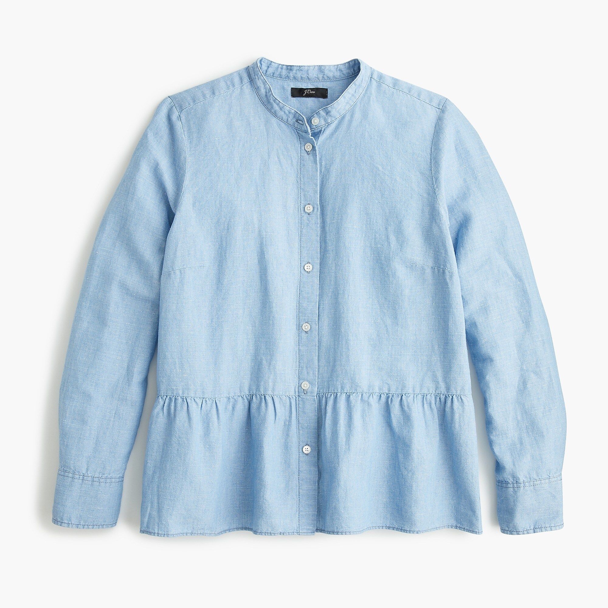 Chambray button-up shirt with peplum | J.Crew US