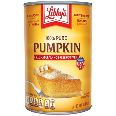 Libby's 100% Pure Pumpkin Puree for Pie - 15oz | Target