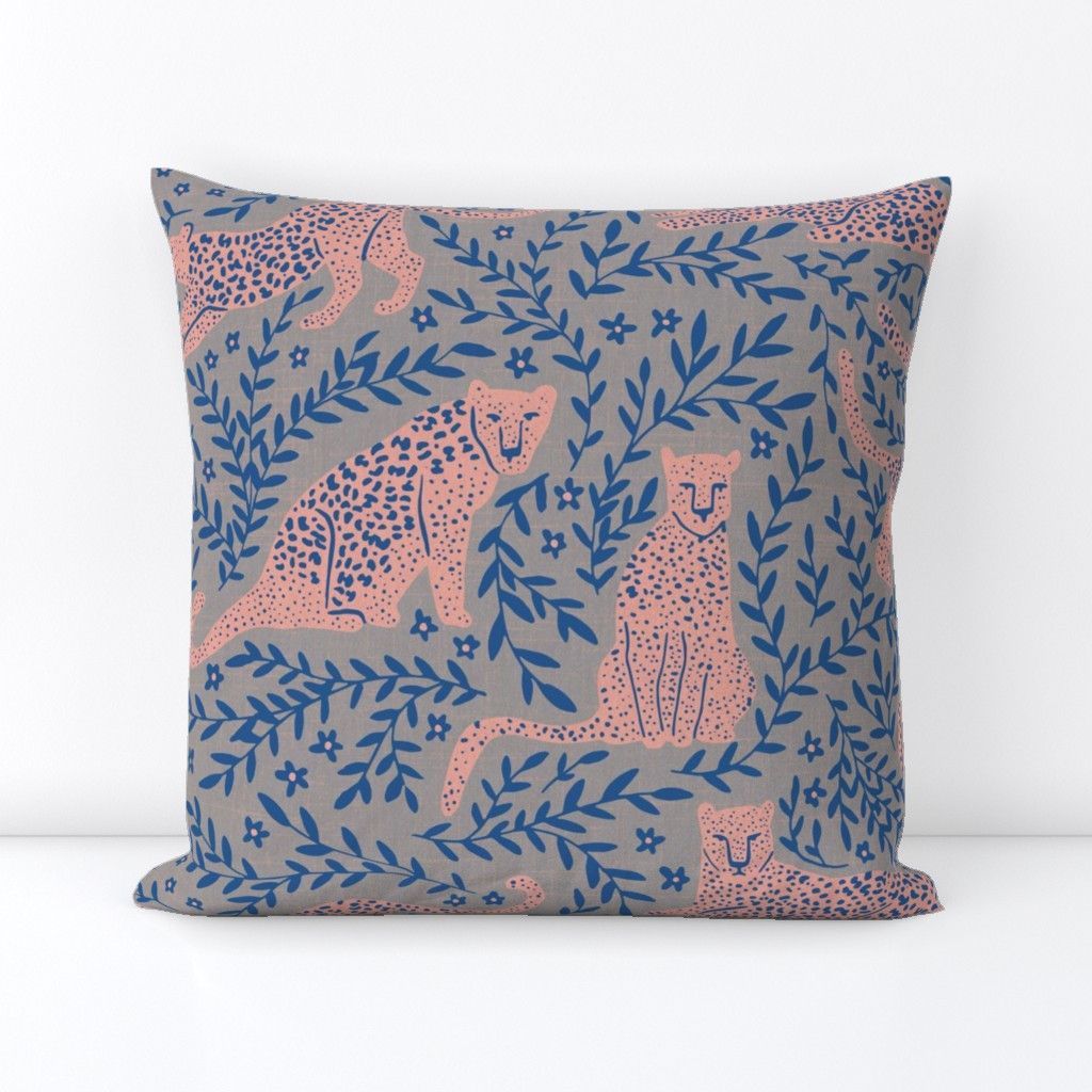 Jungle Cat - Slate Square Throw Pillow Cover byscarlet_soleil | Spoonflower