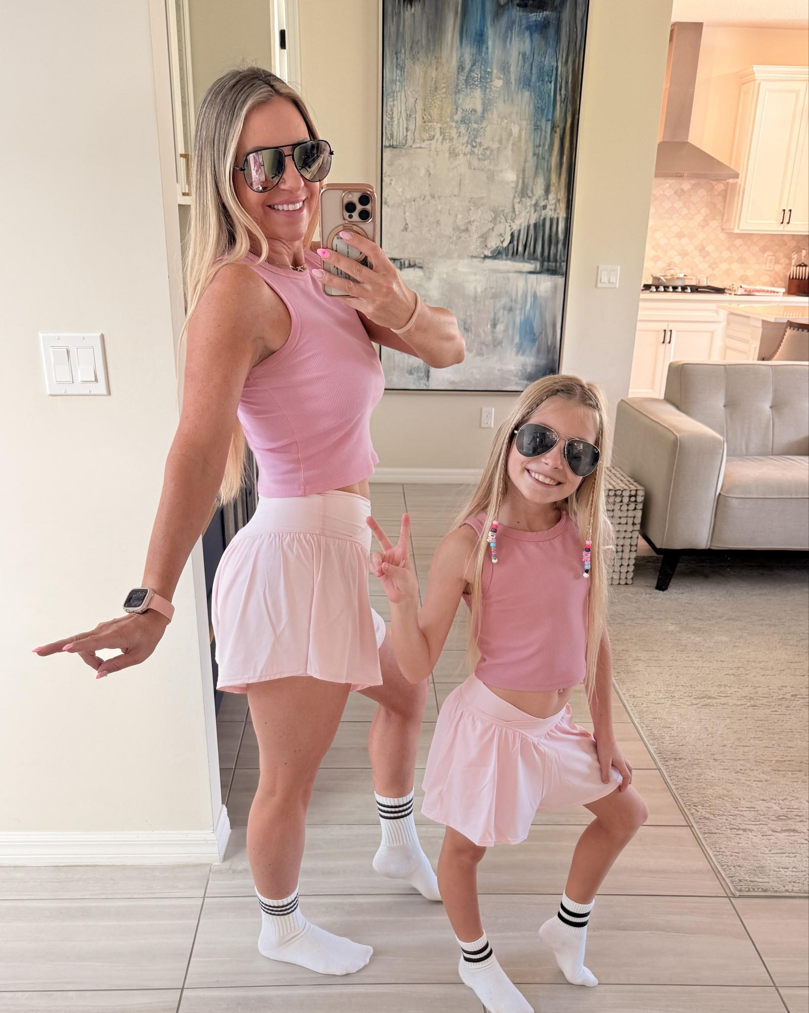 Perfect match. Light pink shorts with pockets inside for mommy and me. 
Matching sets. The color and style matched perfectly! 

#LTKActive #LTKootd #LTKKids