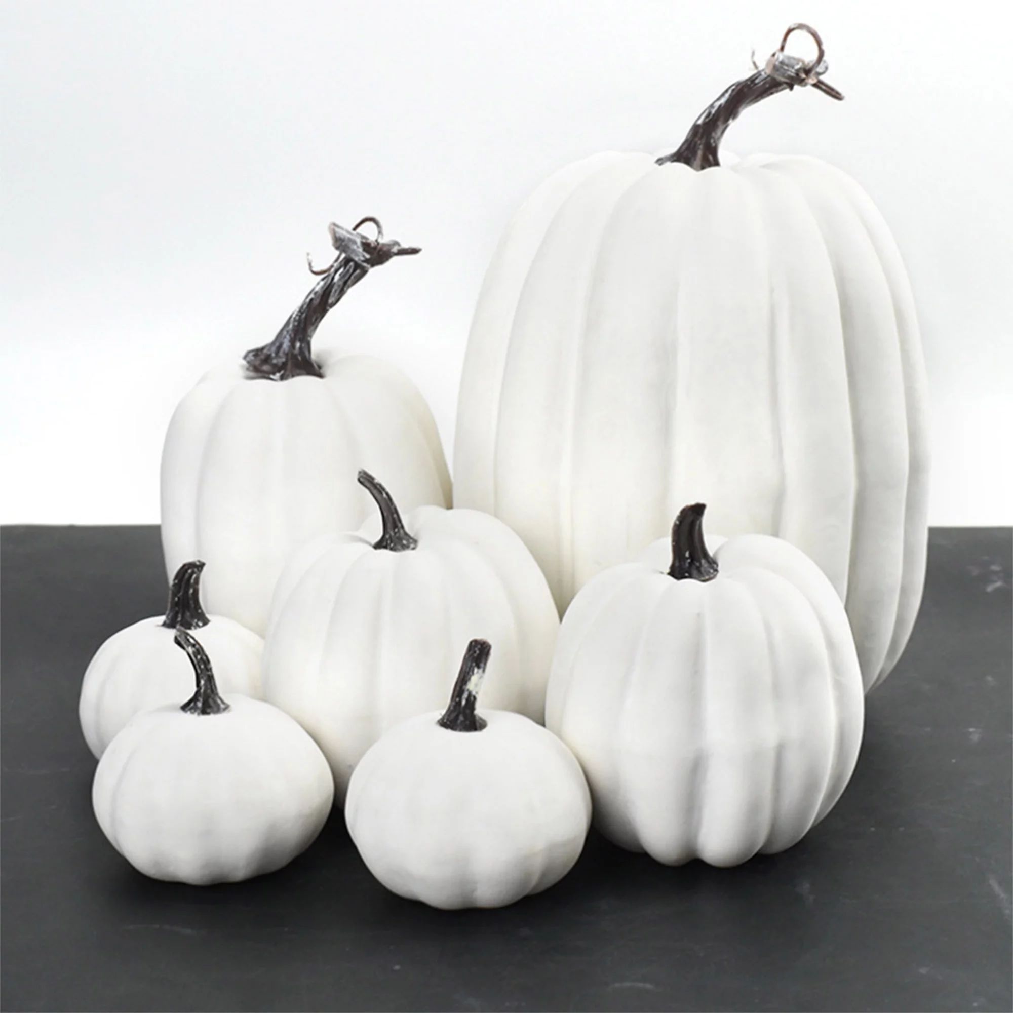 Liliz 7Pcs Halloween White Foam Simulation Artificial Pumpkin, Model Foam Craft Fall Decoration | Walmart (US)