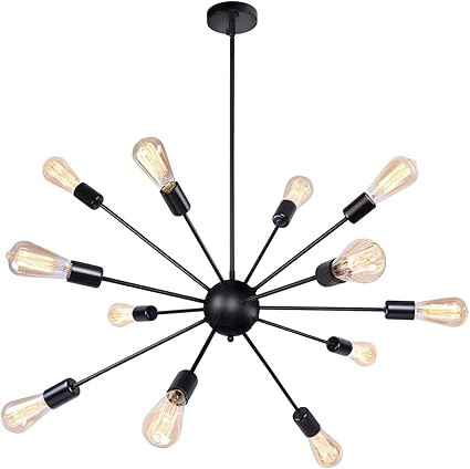 bgLight 12 Lights Black Sputnik Chandeliers Mid Century Semi Flush Mount Ceiling Light Modren Han... | Amazon (US)