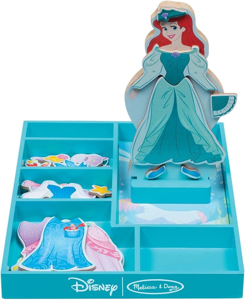 Melissa & Doug Disney Ariel Magnetic Dress-Up Wooden Doll Pretend Play Set (30+ pcs) | Amazon (US)