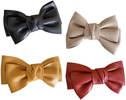 4 Pieces PU-leather Hair Bow Clip Bow Hair Clips Hair Bow Alligator Clips Bow Hair Barrettes Handmad | Amazon (US)
