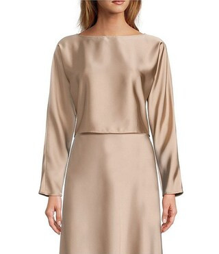 Antonio Melani Blyss Boat Neck Long Sleeve Coordinating Satin Blouse | Dillard's | Dillard's
