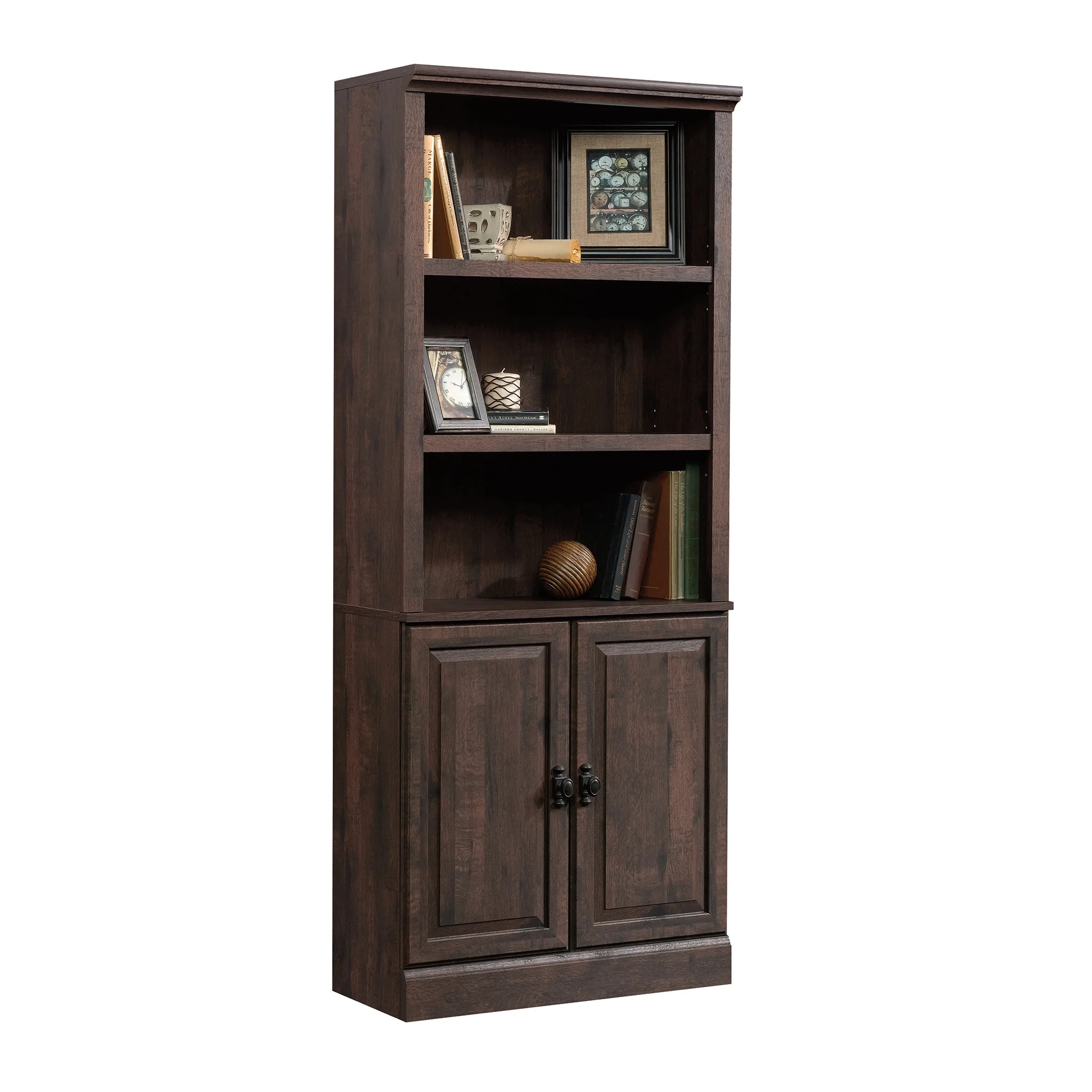 Better Homes & Gardens 71" Crossmill 3 Shelf Bookcase with Doors, Heritage Walnut - Walmart.com | Walmart (US)