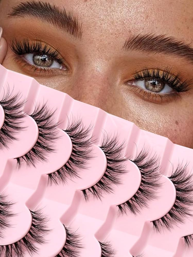 Lashes Natural Cat Eye Lashes Wispy Eyelashes 15mm False Eyelashes Wispy Lash Strips 3D Volume Fa... | Amazon (US)