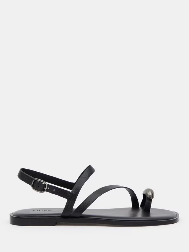 HUSHLeather Metal Detail Strappy Sandals, Tan Brown | John Lewis (UK)