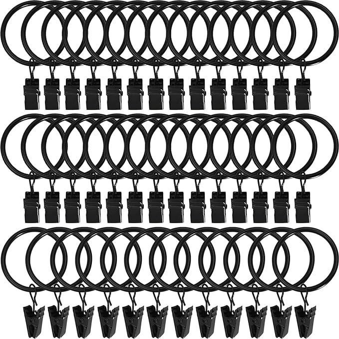 40 Pack Metal Curtain Rings with Clips, Curtain Clip Rings Hooks for Hanging Drapery Drapes Bows,... | Amazon (US)