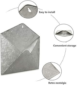 YoleShy Galvanized Mail Organizer Wall Mount Mail Holder Set of 2, Metal Envelope Wall Hanging Fi... | Amazon (US)