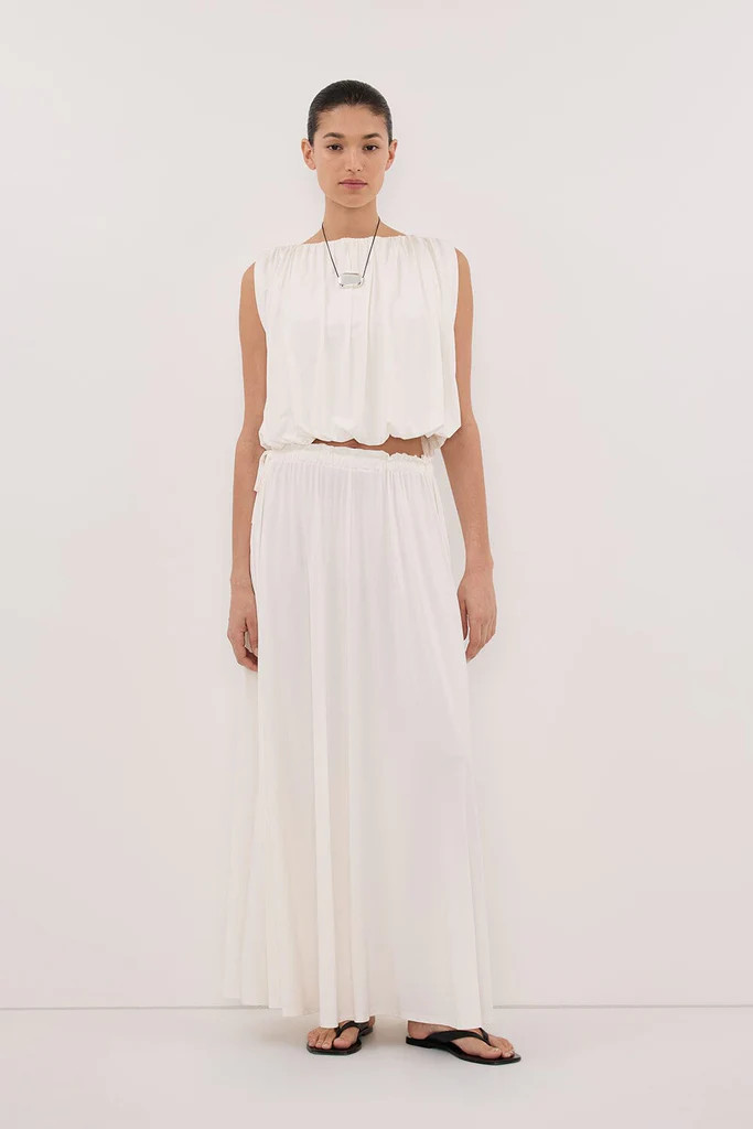 AVA OFF WHITE MODAL BLEND MIDI SKIRT | DISSH