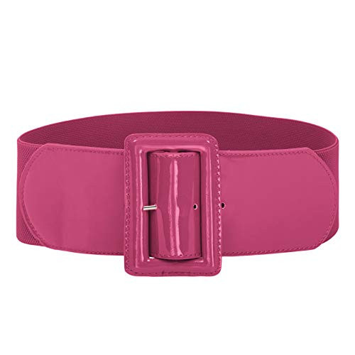 GRACE KARIN PU Leather Elastic Wide Belt for Women Ladies Dress Stretch Thick Waist Belts M Rose | Amazon (US)